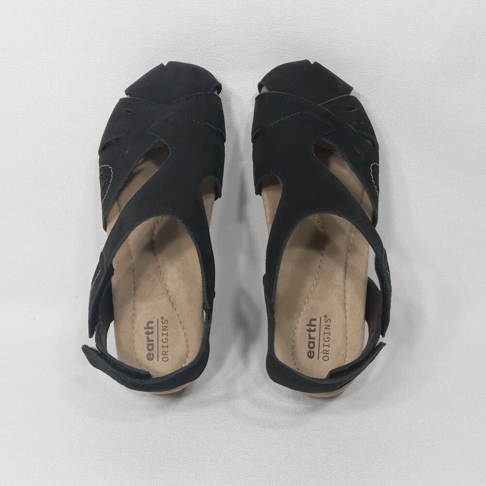 EARTH ORIGINS Black Soft Leather Sandals Womens Size 6.5 W - Picture 9 of 12